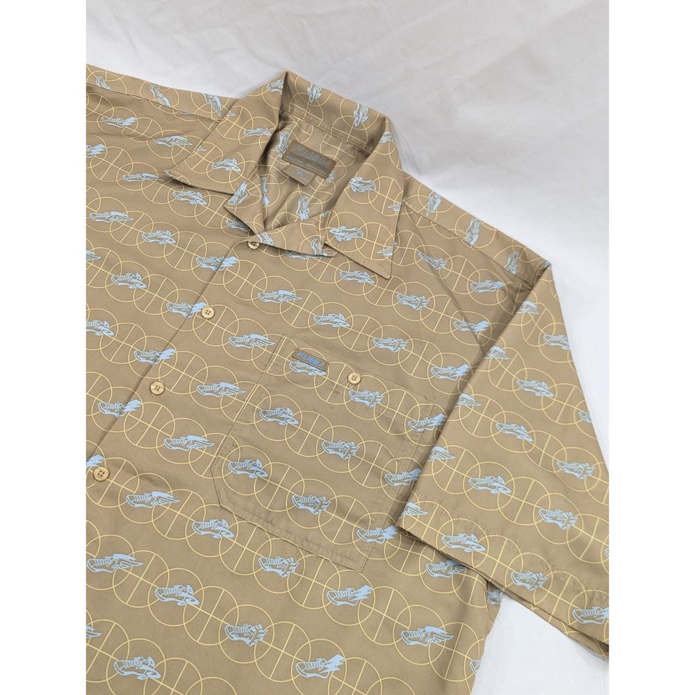 Vintage Y2K Fubu Polyester Button Up Flying Sneakers Light Streetwear Casual XL